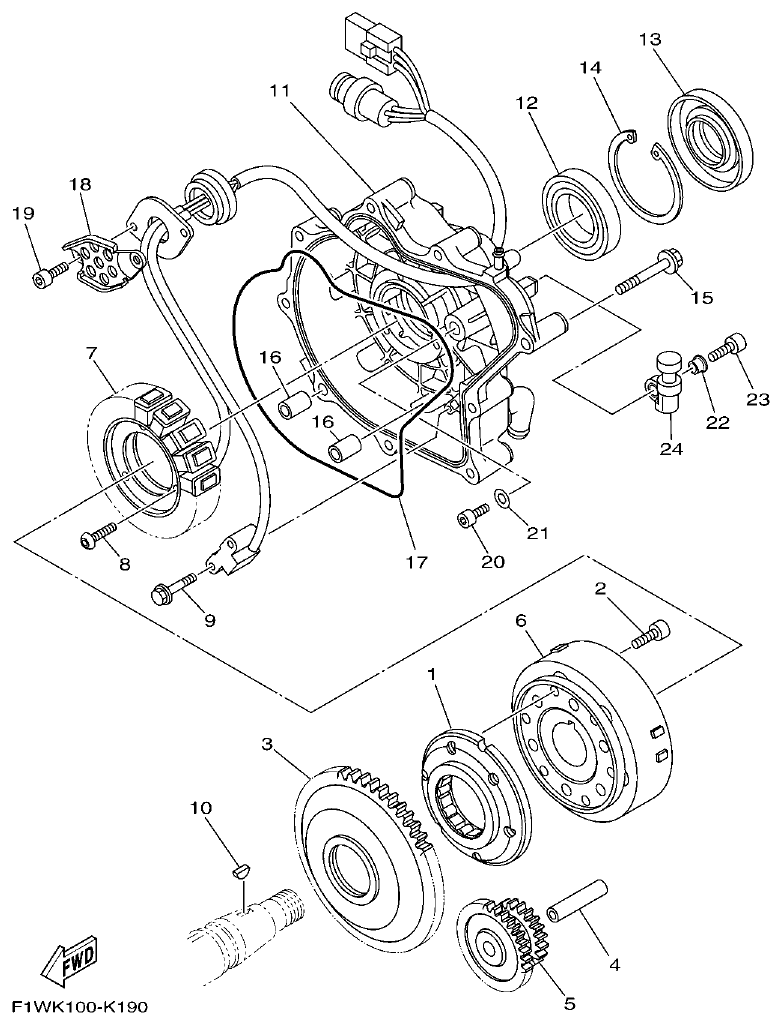 Yamaha F1WM GENERATOR parts diagram